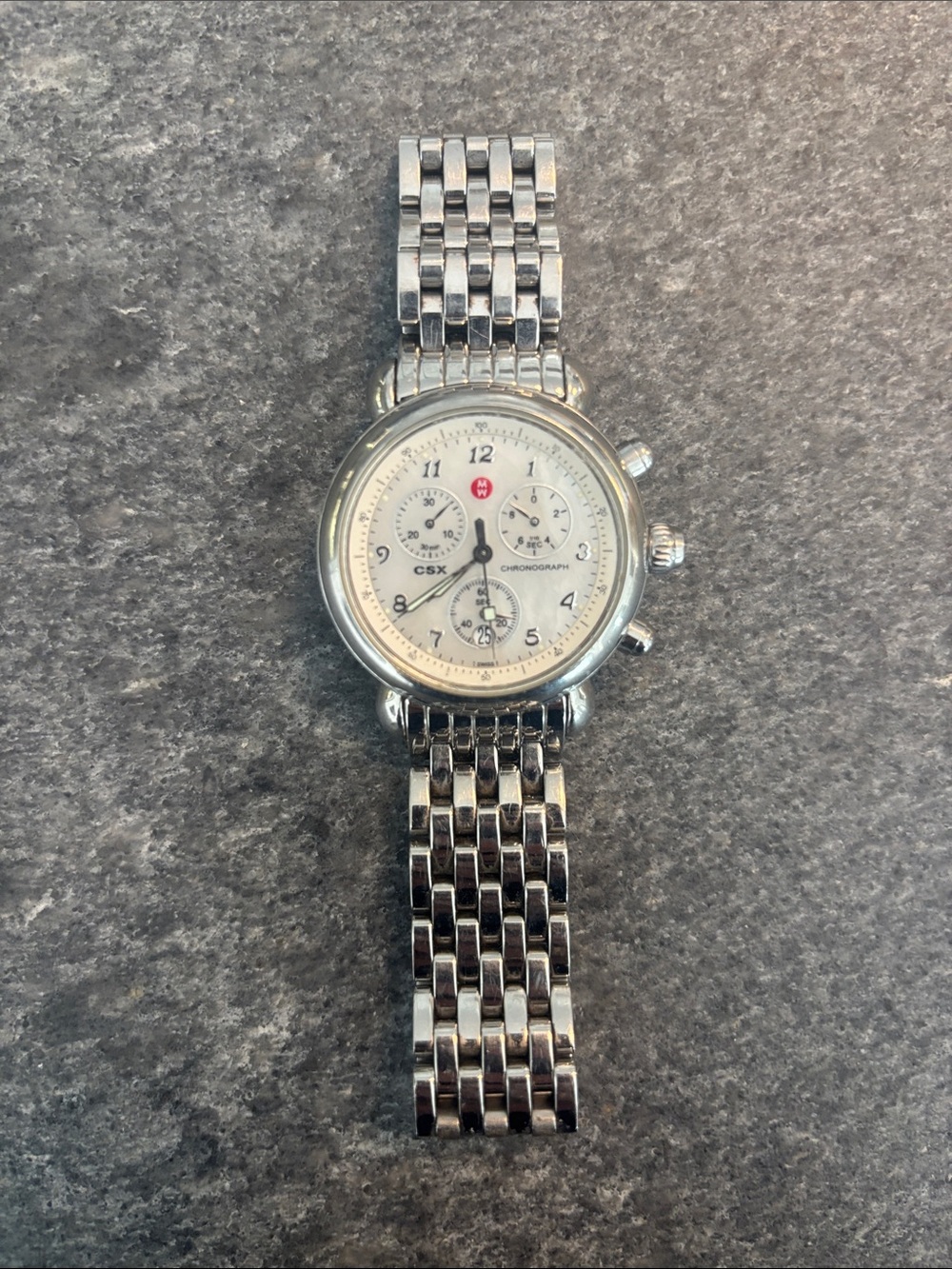Michele White Dial Silver Bracelet Chronograph Watch - Picture 1 of 3